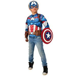 Rubies - Avengers Endgame Captain America Deluxe kostuum Top Set Capitan kostuum, Uni, kleur zoals afgebeeld, normaal (G40224)