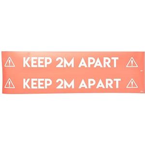 AVERY Keep 2 meter uit elkaar Floor Sticker 1000mm x 140mm, Rood/Wit, 2 zelfklevende stickers per verpakking