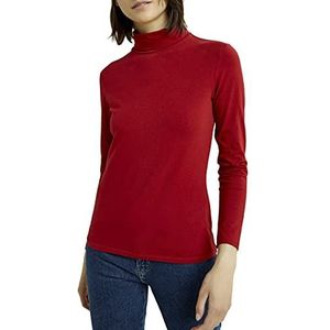 Peopletree T-shirt voor dames, biologisch Laila Roll Neck Top rood, 10