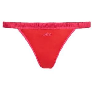 KARL LAGERFELD Dames Satijnen String Met Karl Signature, Rood/Roze, M