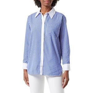 Trendyol Gestreept dameshemd met lange mouwen, plus size, blauw, 36 Große Größen