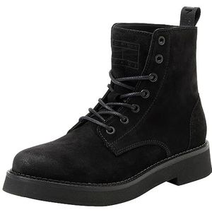 Tommy Jeans Dames Tjw Lace Up Boot Suede Mid, Zwart, 38 EU
