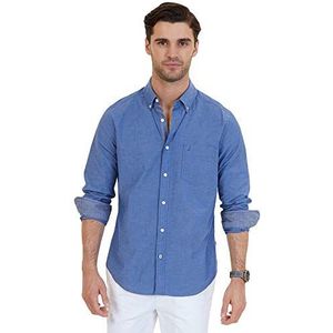 Nautica Men's Classic Fit Stretch Solid Long Sleeve Button Down Shirt, Rivieria Blue, Small