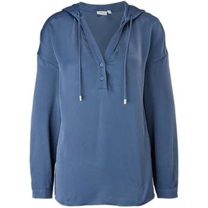 s.Oliver BLACK LABEL Damesblouse met lange mouwen, losse pasvorm, donkerblauw, maat 38