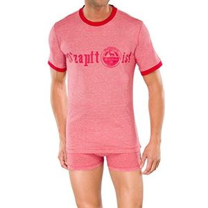 Schiesser Heren pyjama-top shirt korte mouwen, rood (500), 52 NL