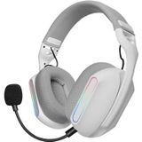 Mars Gaming MHW-PRO, Draadloos Gaming-headset ARGB Flow, 3D Surround Sound 7.1, Bluetooth 5.3 + 2.4GHz + 3,5 mm Jack, Ultralicht Ergonomisch Ontwerp, Dual Microfoon, Multiplatform, Wit
