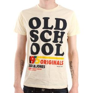 JACK & JONES heren bemanning hals 1/2 mouw T-shirt - wit - Weiß (behandeld wit) - 52