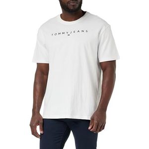 Tommy Jeans Heren TJM Reg lineair logo T-shirt Ext S/S T-shirts, Wit, M