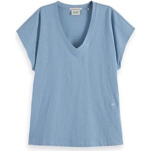 Scotch & Soda Slub T-shirt met V-hals, Vervaagde Denim V441, XS