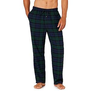 Amazon Essentials Flanellen pyjamabroek voor heren (verkrijgbaar in groot en lang), donkergroen marineblauw blackwatch plaid, klein