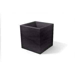 Vaas blokjes, vierkant, Ellico, 25 cm, polyethyleen, kleur: zwart, capaciteit: 25 x 25 cm, hoogte en diepte: 25 cm
