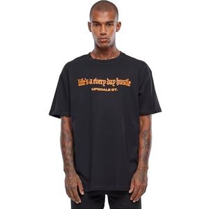 Mister Tee Upscale Hustle Oversize T-shirt voor heren, T-shirt met print, oversized fit, katoen met print, grafisch T-shirt, zwart, 4XL