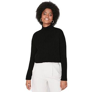 Trendyol Dames coltrui effen oversized sweater sweatshirt, zwart, S, Zwart, S