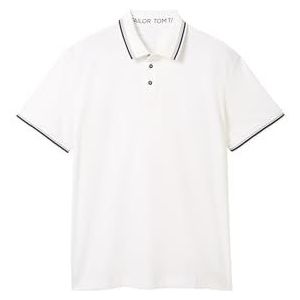 TOM TAILOR Basic Piqué poloshirt voor heren, 20000 - wit, M