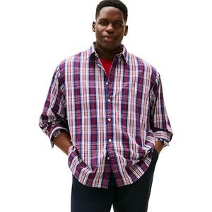 Tommy Hilfiger Heren BT - Flex POP medium geruit overhemd MW0MW43034 L/S shirt, blauw, 5XL_Plus, Blauw (Preppy Navy/Check), 5XL grote maten