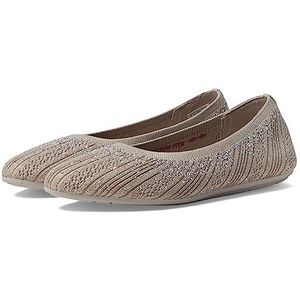 SKECHERS Women's Cleo 2.0-Glitzy Daze Ballet Flat, Taupe, 5.5