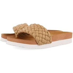 Menard Nude Biologische teenslippers met gevlochten schep voor dames, Naakt, 37 EU