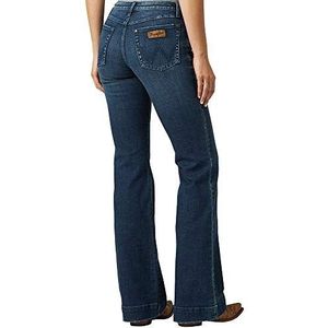 Wrangler Womens Retro Mae Mid Rise Wide Leg Trouser Jeans, Sophia, 0-32 US