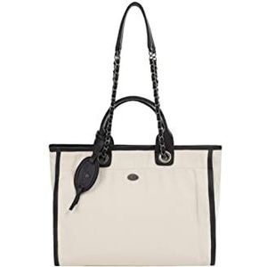 DreiMaster Vintage Dames Shopper Bag, ZWART BEIGE, zwart beige