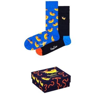 Happy Socks Gift Box, Kleurrijke en Leuke, Sokken voor Dames en Heren, Blauw 2 paar (36-40)