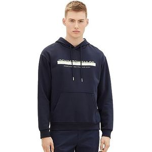 TOM TAILOR-denim Denim Sweatshirt met capuchon voor heren met logoprint