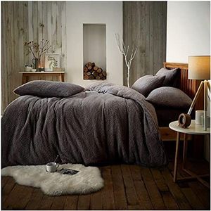 Gaveno Cavailia Teddy Fleece Luxe Dekbedovertrek Sets Super Zacht Warm en Gezellig Beddengoed Sets (Houtskool, Eenpersoons Dekbedset)