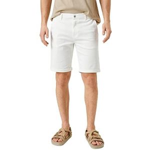 Koton Basic bermuda shorts voor heren, katoenen zak, gedetailleerde buttoned, wit (000), 46