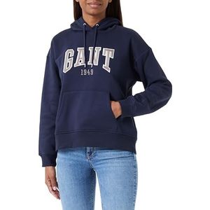 GANT Dames Rel Logo Hoodie Hooded Sweatshirt, Avond Blauw, XS