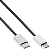 InLine 35846 USB 2.0 kabel, USB type-C stekker aan Micro-B stekker, zwart/aluminium, flexibel, 0,5 m