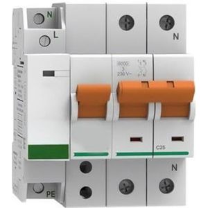 Overspanningsbeveiliging IGA 2P 40A C 10KA conform EN-50550 met overspanningscapaciteit van 5-15KA en 275V, ontwikkeld om elektrische installaties te beschermen tegen spanningspieken.