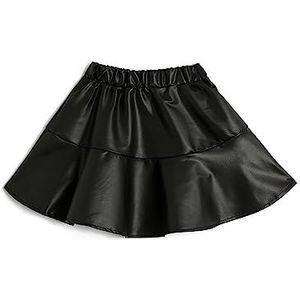 Koton Girls Faux Leather Mini Rok Elastische Tailleband Tiered, 999 (zwart), 4-5 Jaar