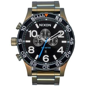 Nixon Analoog Japans kwartsuurwerk voor heren, met roestvrij stalen armband A1389-5092-00, zilver-zwart, armband