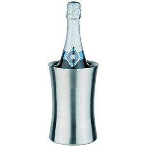 APS flessenkoeler van roestvrij staal - gesatineerd, dubbelwandige drankflessenkoeler voor 0,7-1,5 liter flessen - afmetingen: 12,5 x 12,5 cm, hoogte: 19 cm