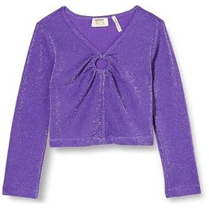 Koton Girls's Crop Long Sleeve Front Shirred Gleamy V-hals Slim Fit Blouse, paars (393), 4-5 Jaar