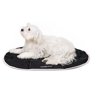 United Pets Lazy Dog Mat - draagbaar hondenbed voor honden, opvouwbaar, mat voor restaurant en reizen, lichte hondenmat, zwart/roze
