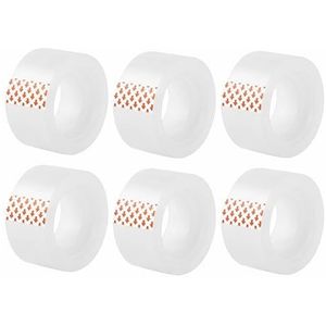D.RECT 6 stuks kantoortape, doorzichtig plakband, afmetingen 24 mm x 20 m, transparant plakband met sterke hechting