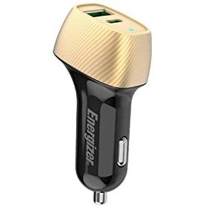 ENERGIZER - Autolader 38 W – 1 USB-C & 1 USB-A-poort – sigarettenaansteker oplader – design carbon – goud D38