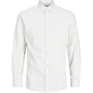 JJJOE Print Shirt LS AW24, Wit/Detail: ditsy Aop, XL