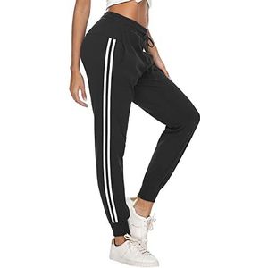 Doaraha Joggingbroek voor dames, van katoen, breed, met 4 zakken, licht, comfortabel en aangenaam om te dragen, ideaal voor sport, yoga en fitness in de winter, grote maat S-XXL