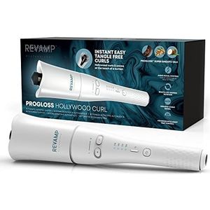 REVAMP Progloss Hollywood Curl, automatische krultang van keramiek, ionische technologie voor zachte golven of gedefinieerde krullen, verrijkt met Progloss, exclusief van Amazon, wit