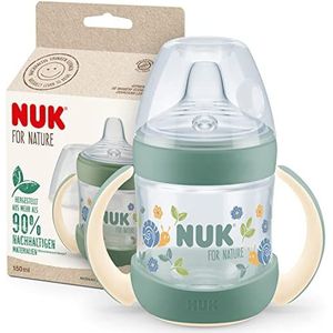 NUK voor Nature Sippy Cup | 6-18 maanden | 150 ml | Handvatten en borstachtige duurzame siliconen uitloop | Lekvrij | Anti-koliek | Temperatuurregeling | BPA-vrij | Groen