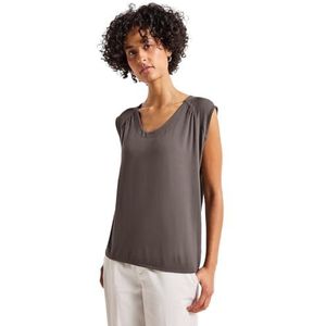 Street One - Dames Shirt - Bruin - Jersey - V-hals