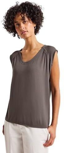 Street One - Dames Shirt - Bruin - Jersey - V-hals