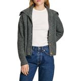 Cardigan - Grijs - Acryl - Maxi Polo Hals - Lange Mouwen - Knoopsluiting