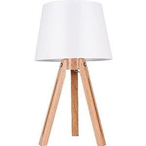 Homemania HOMBR_0141 Hoge tafellamp, bureaulamp, kantoor, nachtkastje, hout, stof, wit, 30,5 x 30,5 x 54,5 cm