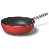 Smeg CKFW3001RDM Wok 30cm Rood, Non-Stick, Aluminium, Gepatenteerde Basis