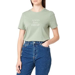ONLY Dames ONLRIKKI REG S/S tekst TOP Box JRS T-shirt, Lily Pad/Print: Good, XS