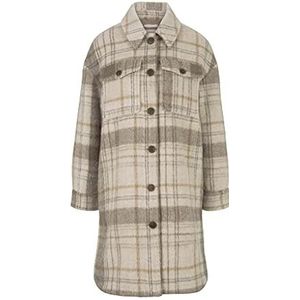 TOM TAILOR Dames Lang shirt met ruitpatroon 1026979, 27588 - Beige Check Design, XS