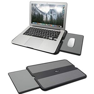 MAX SMART Draagbare laptop lappad, laptopbureau met intrekbare muislade, antislip hitteschild notebook computer standaard tafel, werkstation voor thuis, kantoor, fauteuil, zaken en reizen