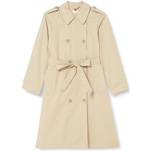 Tommy Hilfiger CRV katoenen klassieke trench geweven jassen voor dames, Beige, 48